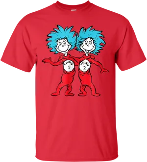 Thing1and Thing2 Red T Shirt PNG image