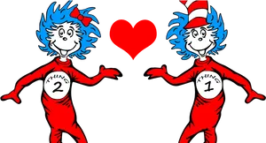 Thing1and Thing2with Heart PNG image