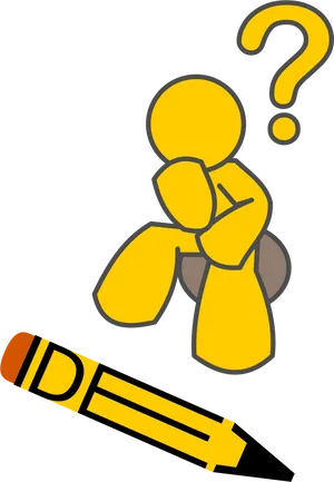 Thinking Figurewith Question Markand Pencil PNG image