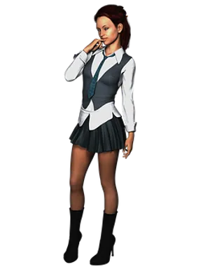 Thoughtful Animated Womanin School Uniform