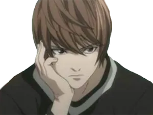 Thoughtful Anime Character Light Yagami PNG image