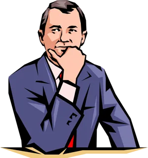 Thoughtful Businessman Vector Illustration PNG