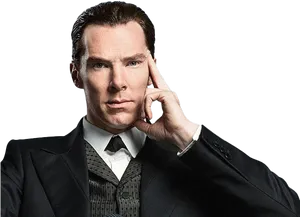 Thoughtful Detective Portrait PNG image