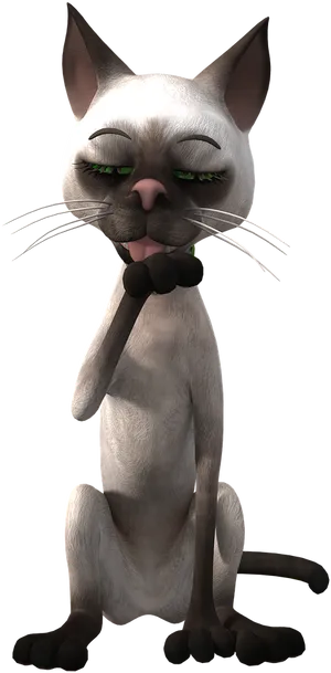 Thoughtful Siamese Cat Character PNG image