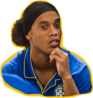 Thoughtful Soccer Player Portrait PNG image