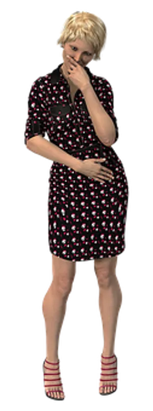 Thoughtful Womanin Patterned Dress