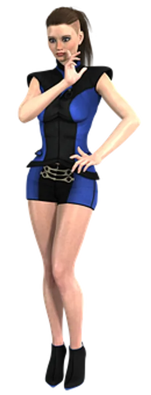 Thoughtful3 D Animated Woman Blue Dress