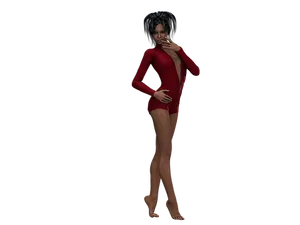 Thoughtful3 D Modelin Red Leotard