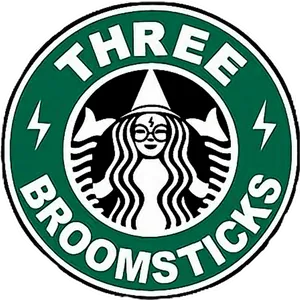 Three Broomsticks Coffee Logo Parody PNG image