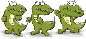 Three Cartoon Alligators