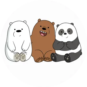 Three Cartoon Bears Friends PNG image