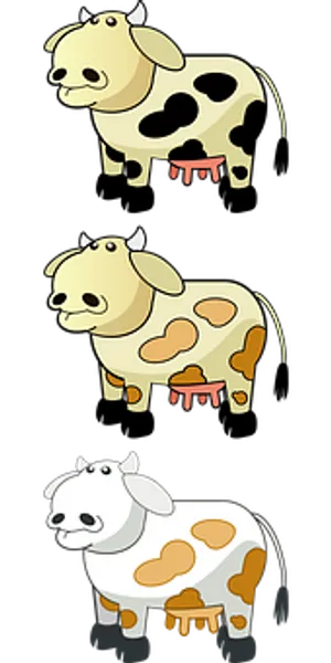Three Cartoon Cows Vertical Array