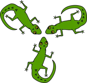 Three Cartoon Lizards Illustration PNG image