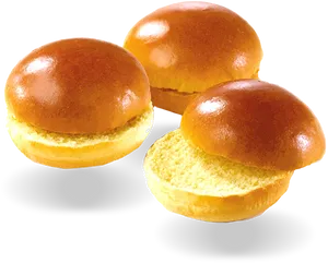 Three Fresh Buns Isolated PNG image