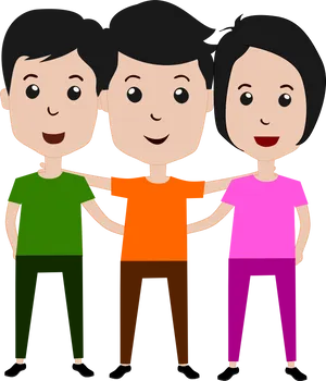 Three Friends Together Cartoon PNG image