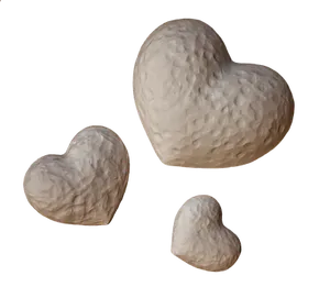 Three Heart Stoneson Black Background