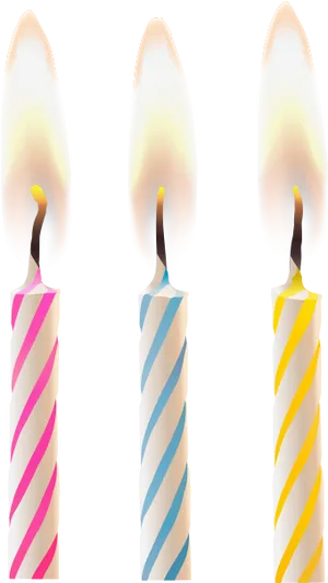 Three Lit Birthday Candles PNG image