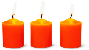 Three Lit Orange Candles PNG image