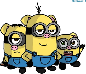 Three Minions Clipart PNG image