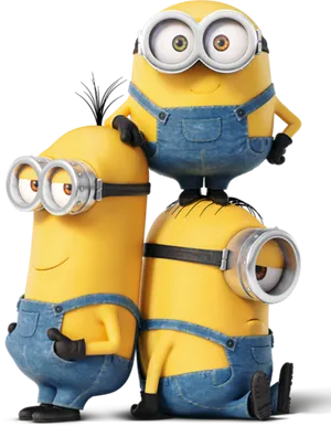 Three Minions Posing Together
