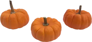 Three Orange Pumpkins Transparent Background PNG image