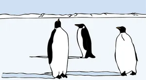 Three Penguins Iceberg Illustration PNG image