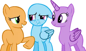 Three Ponies Expressing Emotions PNG image