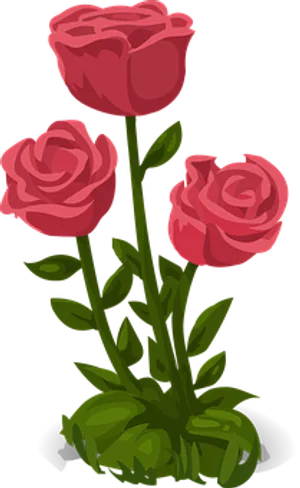 Three Red Roses Illustration PNG image
