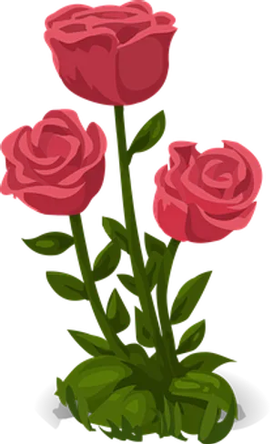 Three Red Roses Illustration PNG