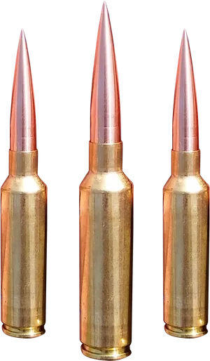 Three Rifle Bullets Sideby Side PNG image