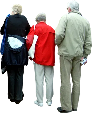 Three Senior Citizens Standing Together PNG image