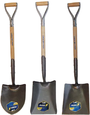 Three Shovels Isolatedon Blue Background PNG image