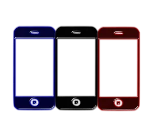Three Smartphones Neon Outline PNG image
