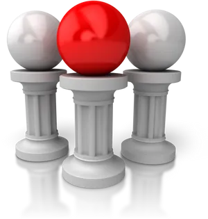 Three Sphereson Pillars Concept PNG image