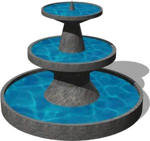 Three Tiered Stone Fountain Design PNG image