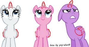 Three Unicorn Friends M L P Base PNG image