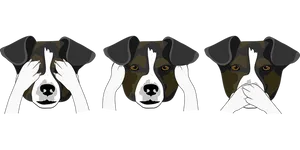 Three Wise Dogs Illustration PNG image