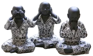 Three Wise Monkeys Buddha Statues PNG image
