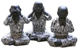 Three Wise Monkeys Buddha Statues PNG