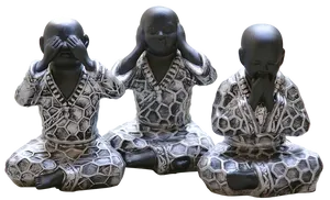 Three Wise Monks Statues PNG image
