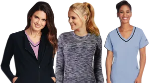 Three Womenin Casualand Work Apparel PNG