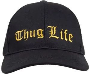 Thug Life Embroidered Black Cap PNG image
