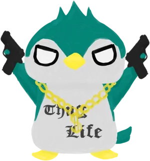 Thug Life Penguin Cartoon PNG image