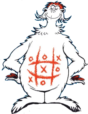 Tic Tac Toe Belly Creature Illustration PNG image