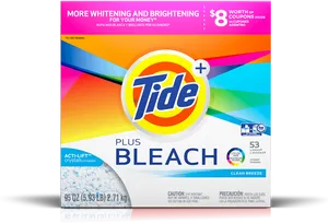 Tide Plus Bleach Laundry Detergent Packaging PNG image