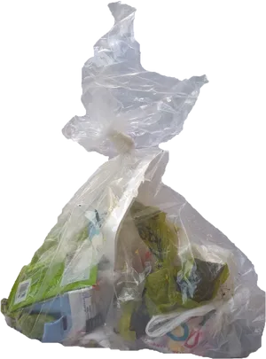 Tied Plastic Bag Fullof Trash PNG image