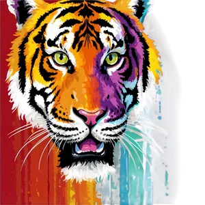 Tiger Face With Abstract Colors Png 06252024 PNG image