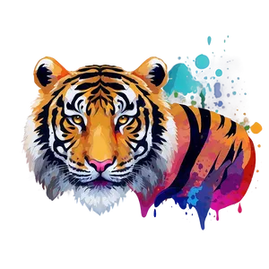 Tiger Face With Abstract Colors Png 06252024 PNG image