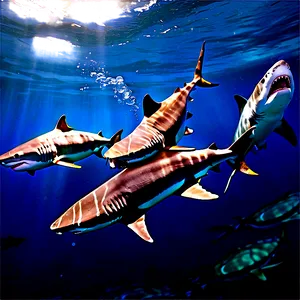 Tiger Shark Feeding Frenzy PNG 33