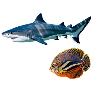 Tiger Shark With Coral Reef PNG Ycu6 PNG